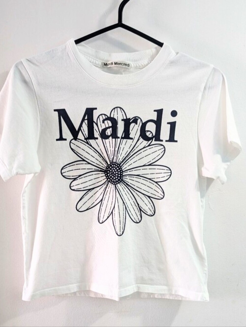 Mardi Mercredi White Daisy Graphic Tee South Korean Luxury Brand Size Small
